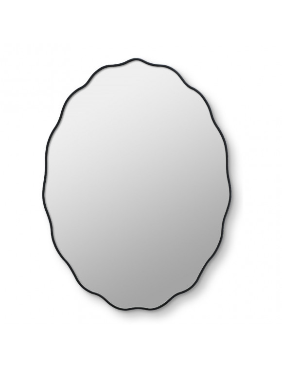 Овальное волнистое зеркало в чёрной раме Fancy Oval Black (Фэнси) Smal 60*80 см в интернет-магазине зеркальной мастерской ЗЕРКАЛА-М фото